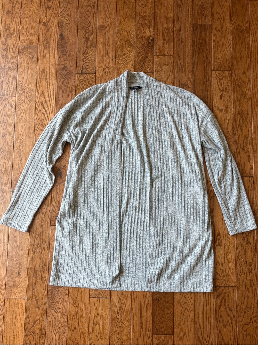 Banana Republic Light Gray Ribbed Open-Front Cardigan